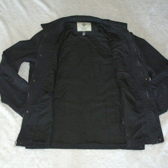 Wenven Men's sz Large Black Canvas Jacket Military Jacket Outerwear - Picture 2 of 6